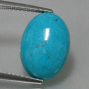 Turquoise Bleu naturelle Coupe ovale, 3.69 ct, Opaque
