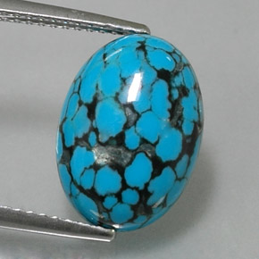 Turquoise bleue naturelle coupe ovale, 3,92 ct, opaque