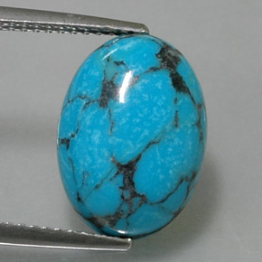 Turquoise Bleu naturelle Coupe ovale, 4.23 ct, Opaque