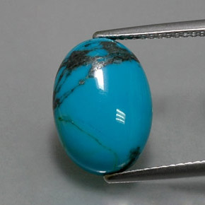 Turquoise bleue naturelle coupe ovale, 3,83 ct, opaque