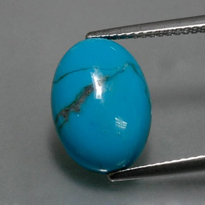 Turquoise bleue naturelle coupe ovale, 3,78 ct, opaque