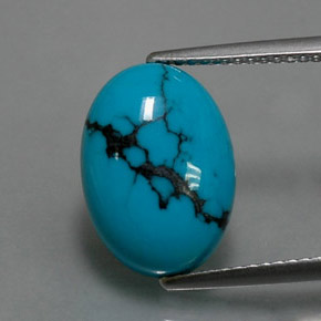Turquoise Bleu naturelle Coupe ovale, 3.89 ct, Opaque