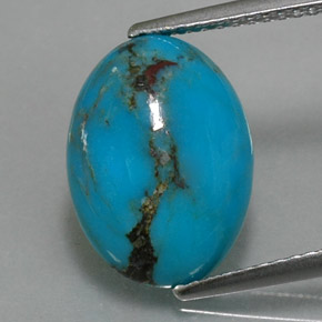Turquoise bleue naturelle coupe ovale, 4,14 ct, opaque