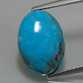 Turquoise bleue naturelle coupe ovale, 3,97 ct, opaque