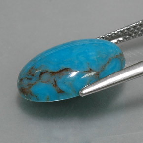 Turquoise bleue naturelle coupe ovale, 3,97 ct, opaque