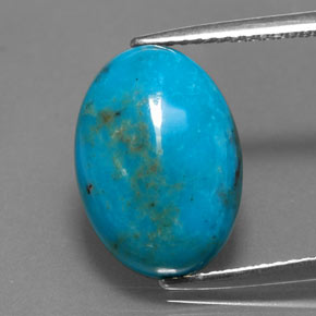 Turquoise bleue naturelle coupe ovale, 4,40 ct, opaque