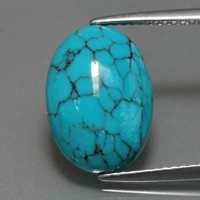 Turquoise bleue naturelle coupe ovale, 3,96 ct, opaque