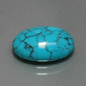 Turquoise bleue naturelle coupe ovale, 3,96 ct, opaque