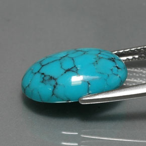 Turquoise bleue naturelle coupe ovale, 3,96 ct, opaque