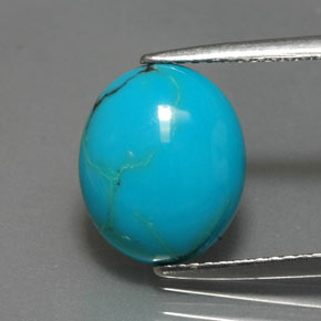 Turquoise Bleu naturelle Coupe ovale, 2.95 ct, Opaque