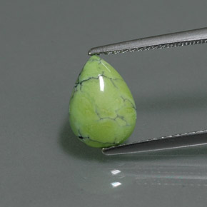 Turquoise vert naturelle en forme de poire, 1,75 ct, opaque