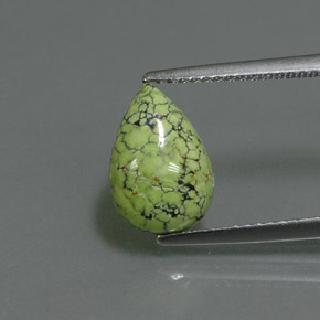 Turquoise vert naturelle en forme de poire, 1,83 ct, opaque