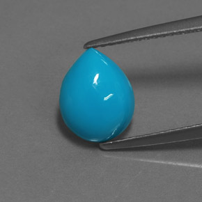 Turquoise bleue naturelle en forme de poire, 2,00 ct, opaque
