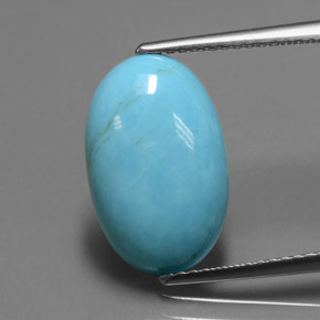 Turquoise bleue naturelle coupe ovale, 3,70 ct, opaque