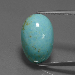 Turquoise bleue naturelle coupe ovale, 6,68 ct, opaque
