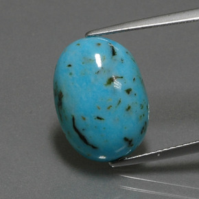 Turquoise bleue naturelle coupe ovale, 6,96 ct, opaque