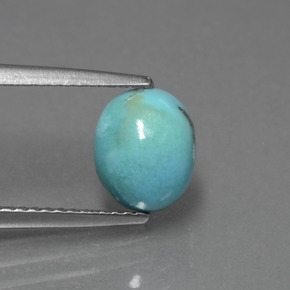 Turquoise vert naturelle coupe ovale, 1,27 ct, opaque