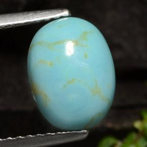 Turquoise bleue naturelle coupe ovale, 1,72 ct, opaque