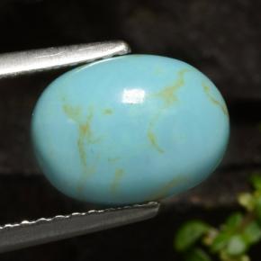 Turquoise bleue naturelle coupe ovale, 1,72 ct, opaque