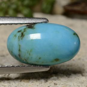 Turquoise bleue naturelle coupe ovale, 1,95 ct, opaque