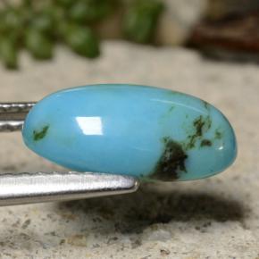 Turquoise bleue naturelle coupe ovale, 1,95 ct, opaque