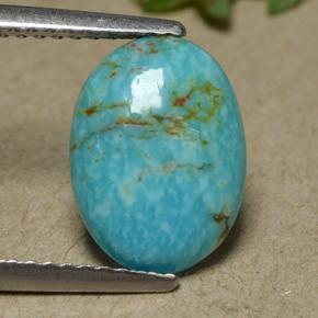 Turquoise bleu naturelle coupe ovale, 1,72 ct, opaque