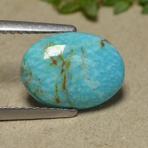 Turquoise bleu naturelle coupe ovale, 1,72 ct, opaque