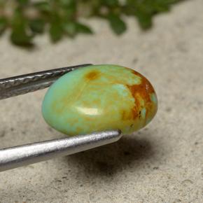 Turquoise vert naturelle coupe ovale, 1,91 ct, opaque