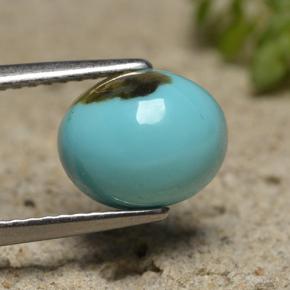 Turquoise bleue naturelle coupe ovale, 2,00 ct, opaque