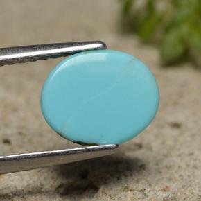 Turquoise bleue naturelle coupe ovale, 2,00 ct, opaque