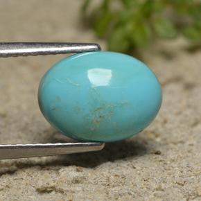 Turquoise bleue naturelle coupe ovale, 2,15 ct, opaque