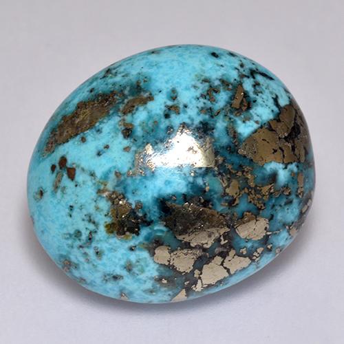 Turquoise bleue naturelle coupe ovale, 23,38 ct, opaque