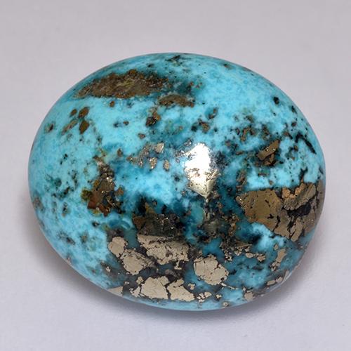 Turquoise bleue naturelle coupe ovale, 23,38 ct, opaque