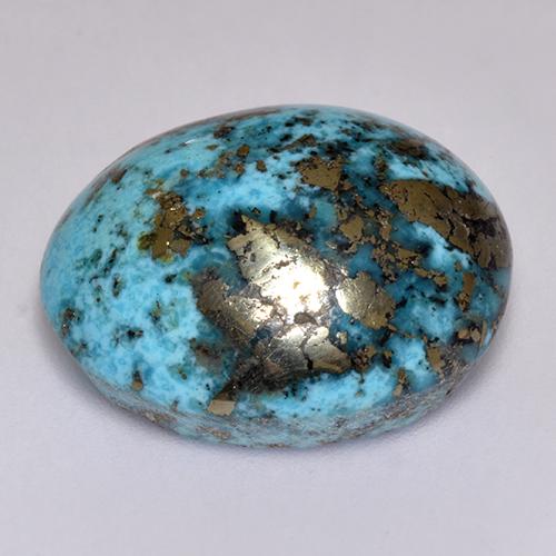 Turquoise bleue naturelle coupe ovale, 23,38 ct, opaque