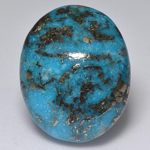 Turquoise turquoise naturelle coupe ovale, 45,58 ct, opaque