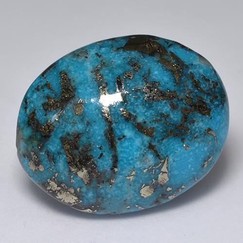 Turquoise turquoise naturelle coupe ovale, 45,58 ct, opaque