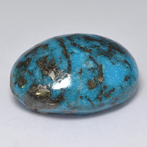 Turquoise turquoise naturelle coupe ovale, 45,58 ct, opaque