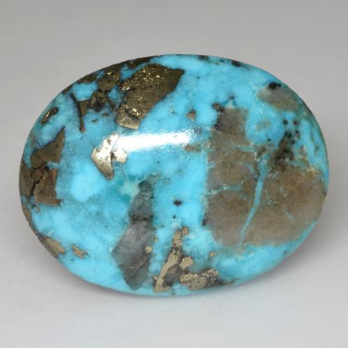 Turquoise turquoise naturelle coupe ovale, 24,20 ct, opaque