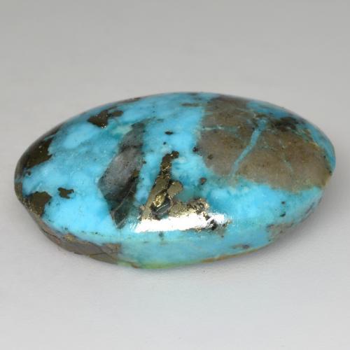 Turquoise turquoise naturelle coupe ovale, 24,20 ct, opaque