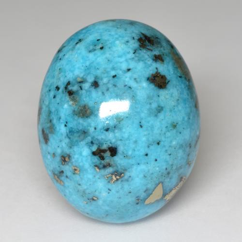 Turquoise turquoise naturelle coupe ovale, 32,85 ct, opaque