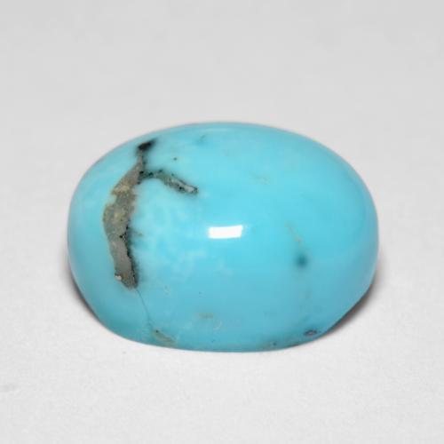 Turquoise turquoise naturelle coupe ovale, 3,46 ct, opaque