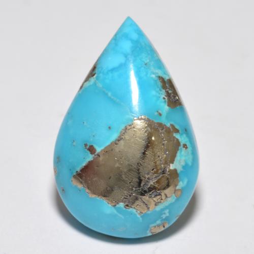 Turquoise turquoise naturelle en forme de poire, 12,80 ct, opaque