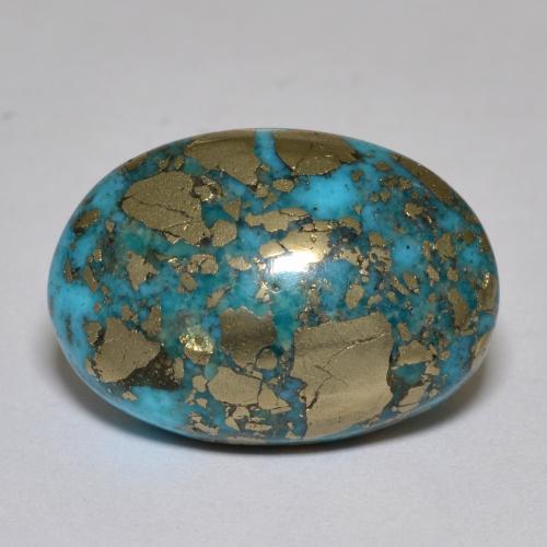 Turquoise turquoise naturelle coupe ovale, 17,42 ct, opaque