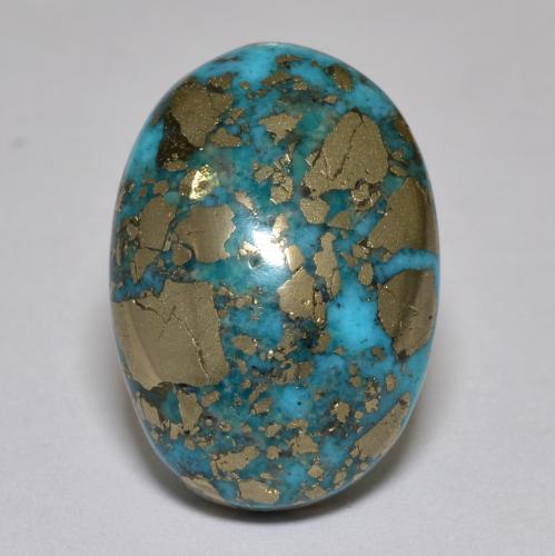 Turquoise turquoise naturelle coupe ovale, 17,42 ct, opaque