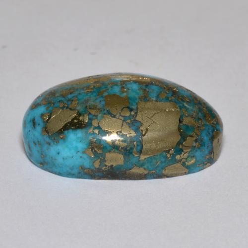 Turquoise turquoise naturelle coupe ovale, 17,42 ct, opaque