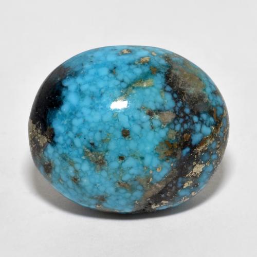 Turquoise turquoise naturelle coupe ovale, 22,66 ct, opaque
