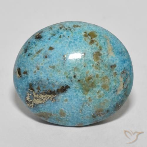 Turquoise Sarcelle naturelle Coupe ovale, 18.04 ct, Opaque