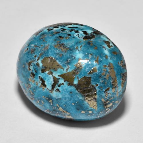 Turquoise turquoise naturelle coupe ovale, 31,67 ct, opaque