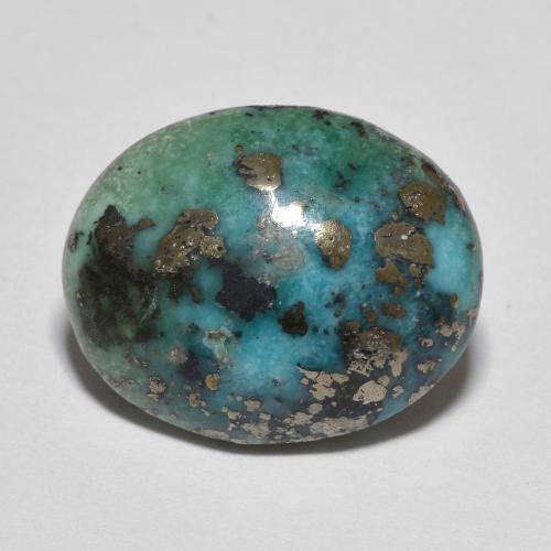 Turquoise Bleu verdâtre foncé naturelle Coupe ovale, 10.61 ct, Opaque