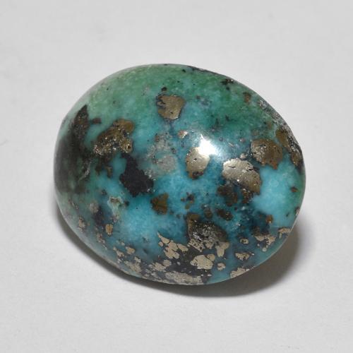 Turquoise Bleu verdâtre foncé naturelle Coupe ovale, 10.61 ct, Opaque